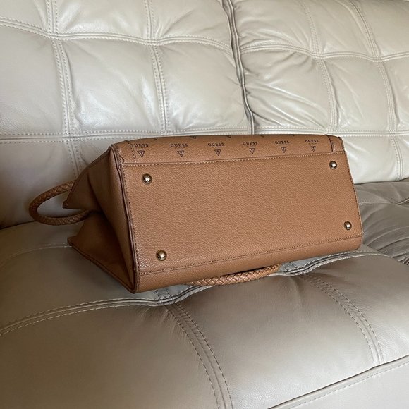 GUESS Monogram Pattern Handbag in TAN - Crossbody Shoulder Strap Included - Picture 10 of 11